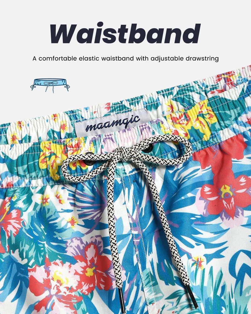 maamgic Mens Swim Trunks Quick Dry Swim Shorts with Mesh Lining Funny Swimwear Bathing Suits 7inch Hawaii Floral XX-Large - Image 3